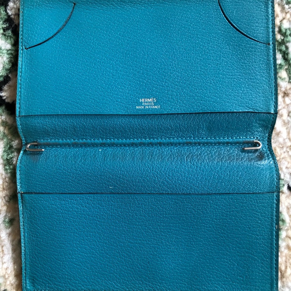 Hermès AUTHENTIC Vision Simple Leather Agenda Notebook Cover Dark Brown Blue - Picture 10 of 16